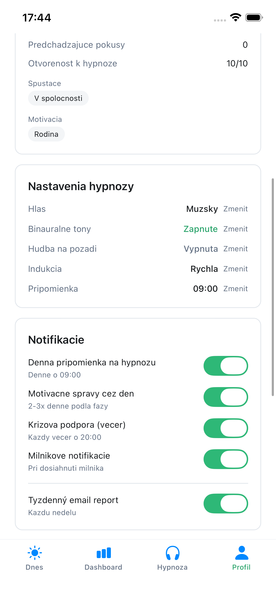 Profile Settings